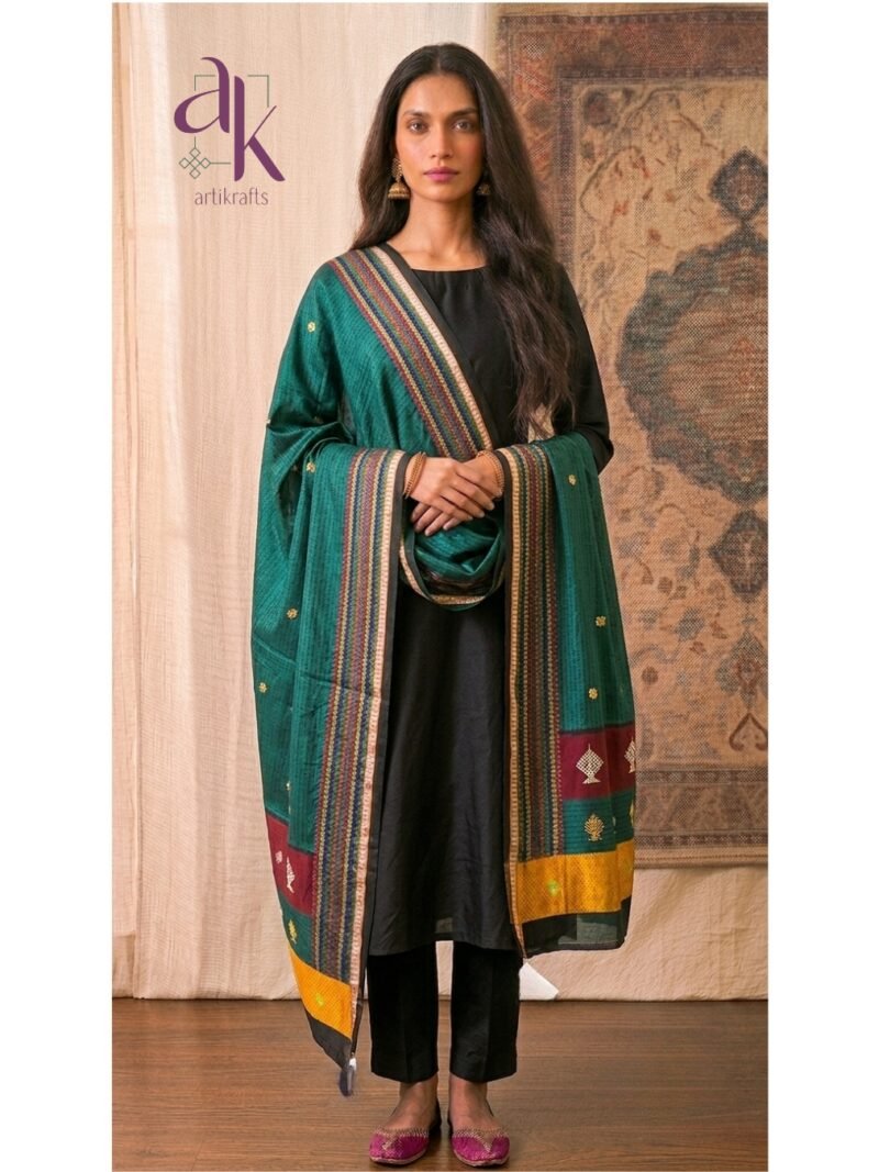 Rama Green Kasuti Khunn Dupatta