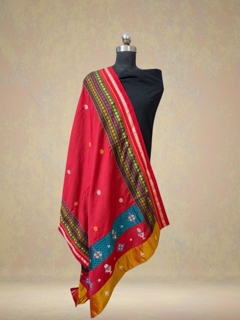 Red Kasuti Khunn Dupatta