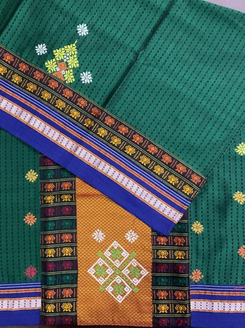 Green Negi Kasuti Khunn Blouse Piece