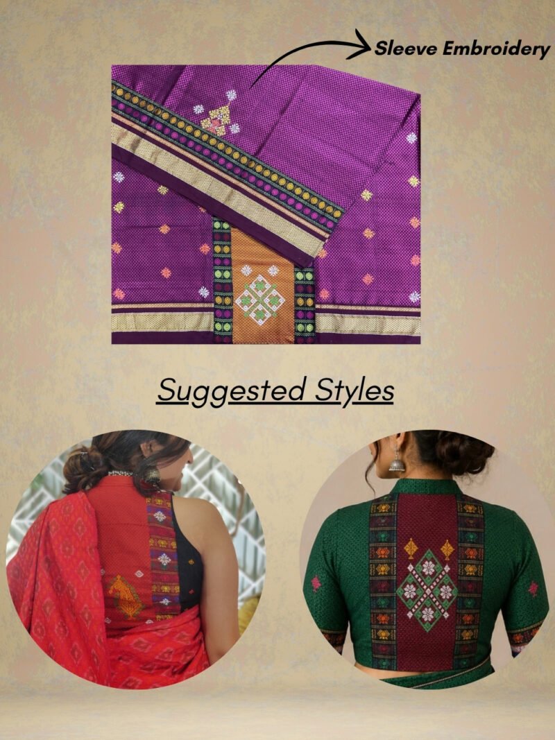 Pink Negi Kasuti Khunn Blouse Piece