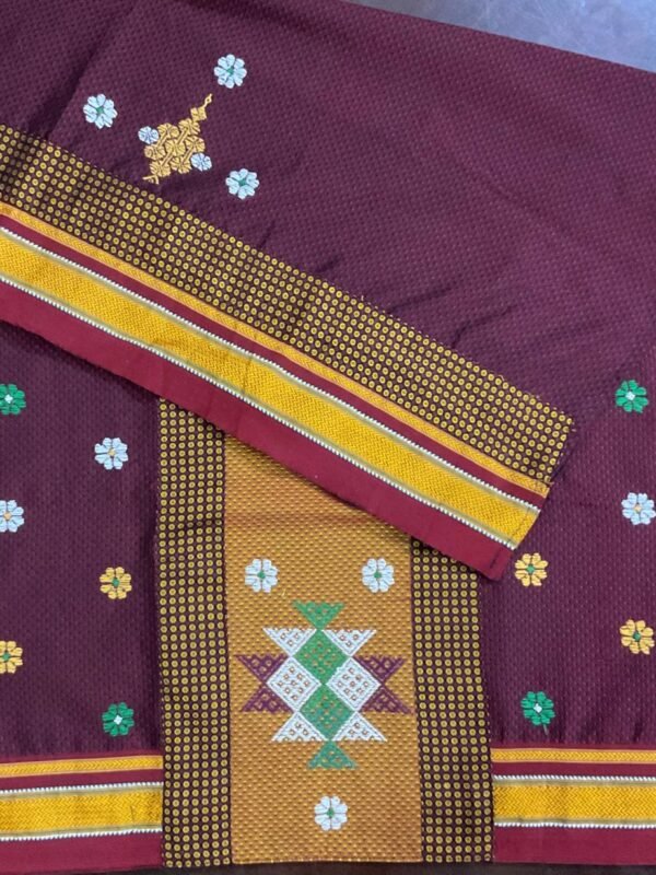 Maroon Negi Kasuti Khunn Blouse Piece
