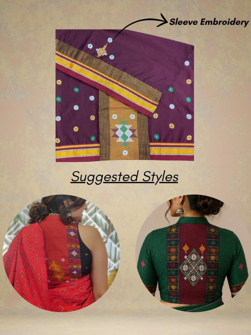 Maroon Negi Kasuti Khunn Blouse Piece