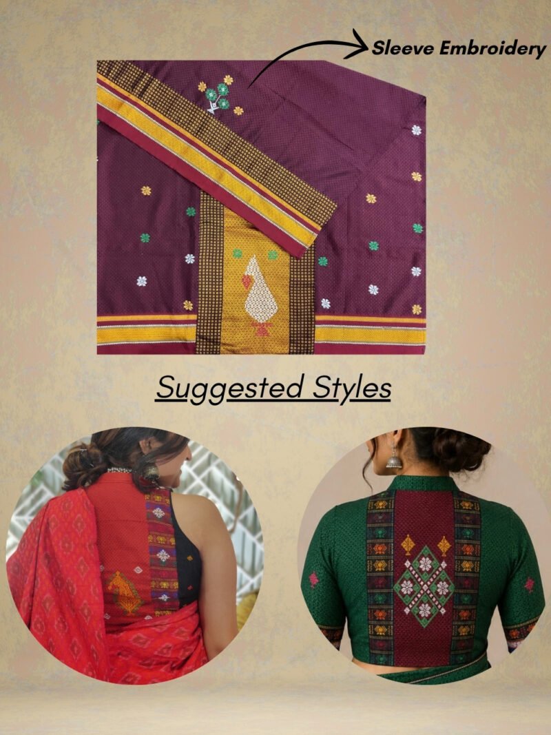 Burgundy Negi Kasuti Khunn Blouse Piece