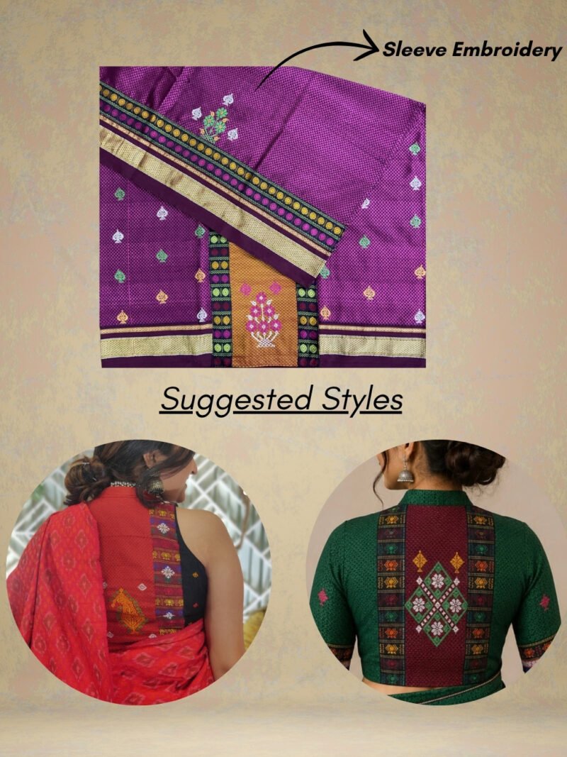 Purple Negi Kasuti Khunn Blouse Piece