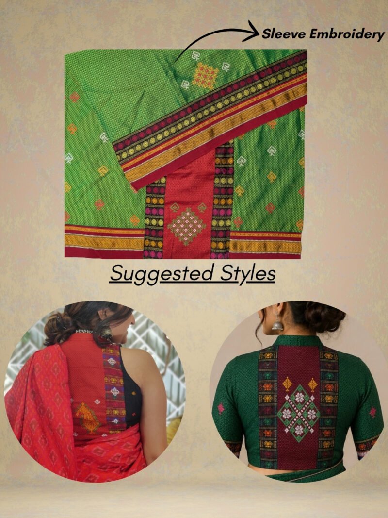 Green Negi Kasuti Blouse Piece
