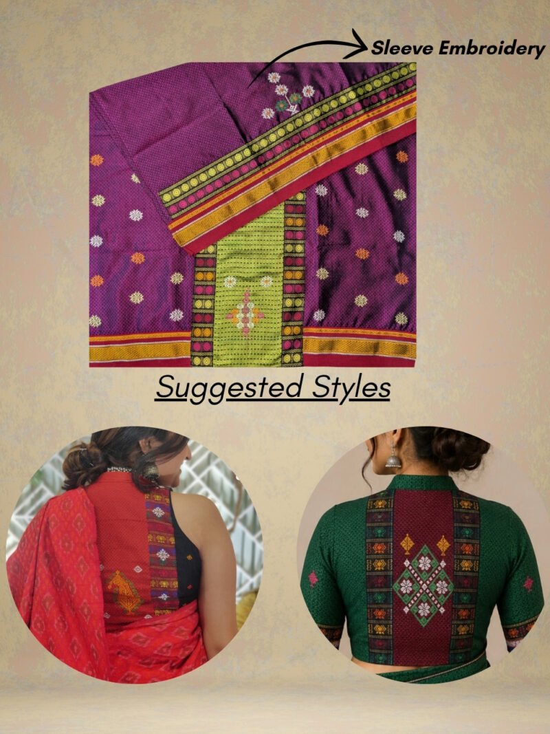 Pink Negi Kasuti Khunn Blouse Piece