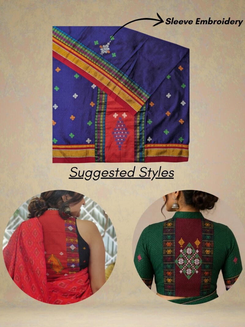 Blue Negi Kasuti Khunn Blouse Piece