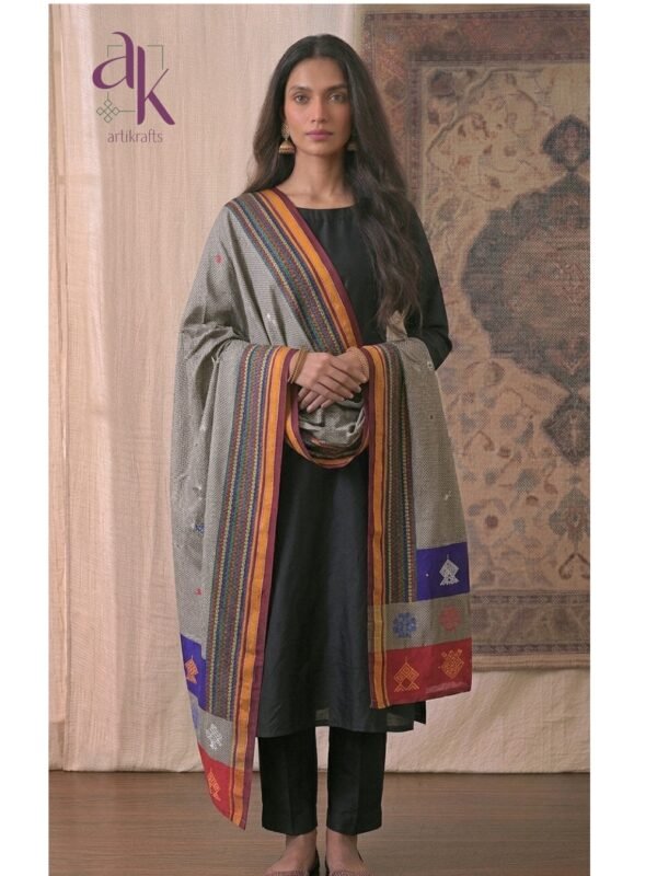 Grey Kasuti Khunn Dupatta