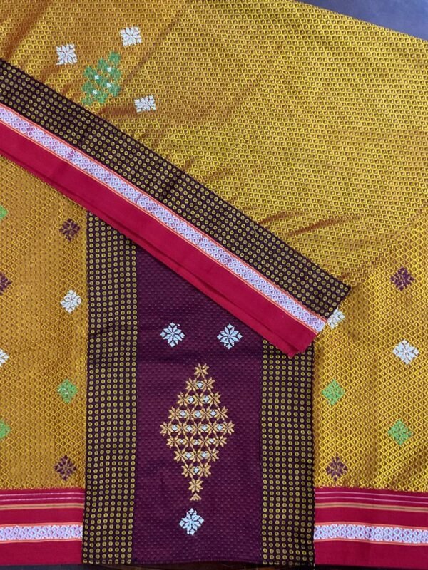 Yellow Negi Kasuti Khunn Blouse Piece
