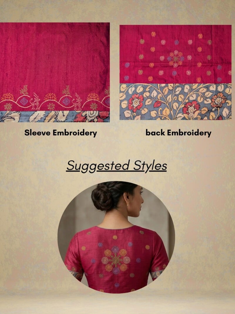 Maroon Kasuti Silk Blouse Piece