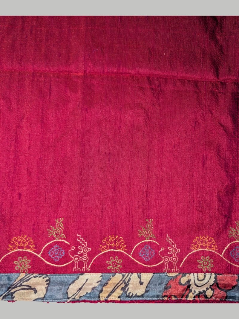 Maroon Kasuti Silk Blouse Piece