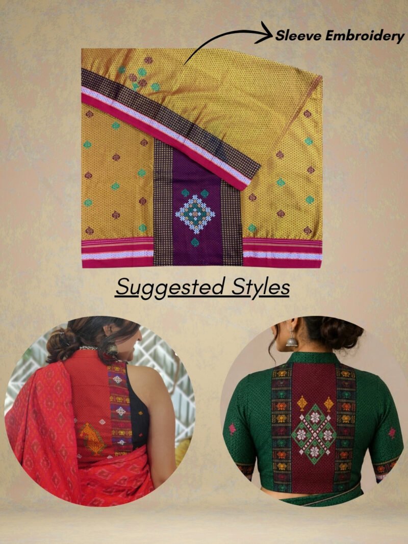 Yellow Negi Kasuti Khunn Blouse Piece