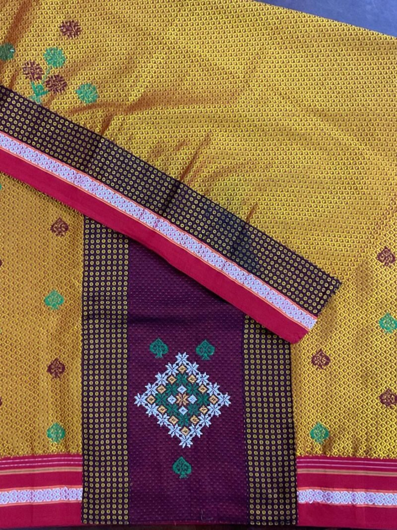 Yellow Negi Kasuti Khunn Blouse Piece