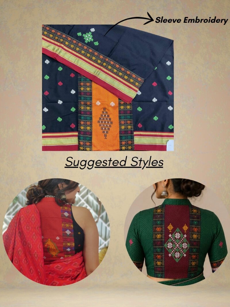Black Negi Kasuti Khunn Blouse Piece