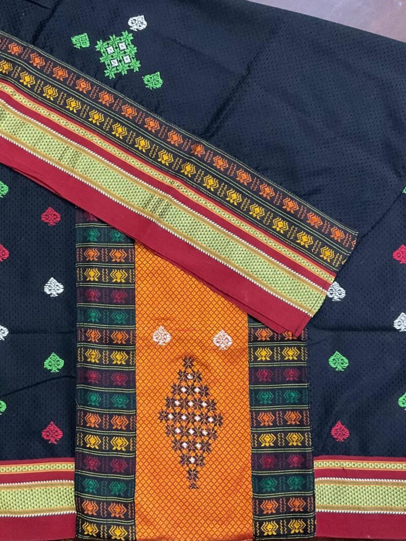 Black Negi Kasuti Khunn Blouse Piece