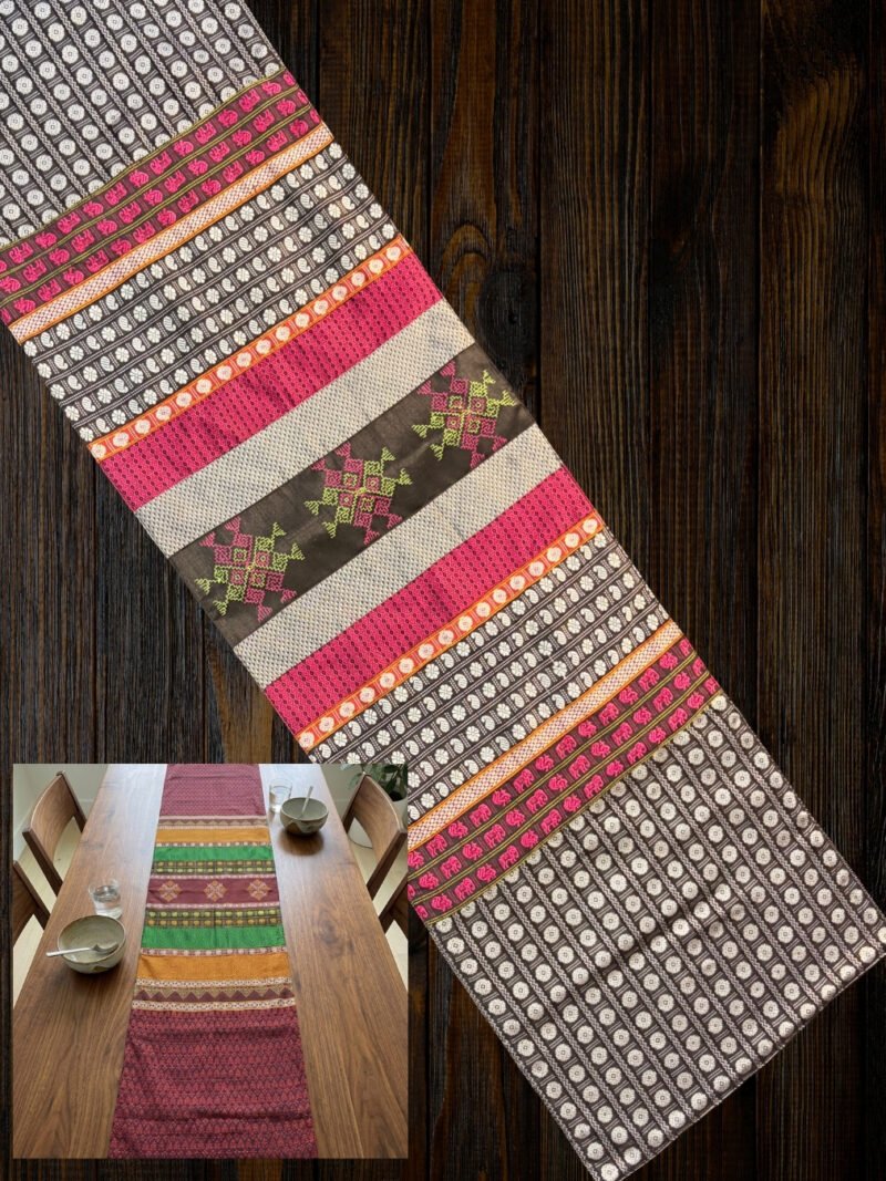 Grey Kasuti table runner