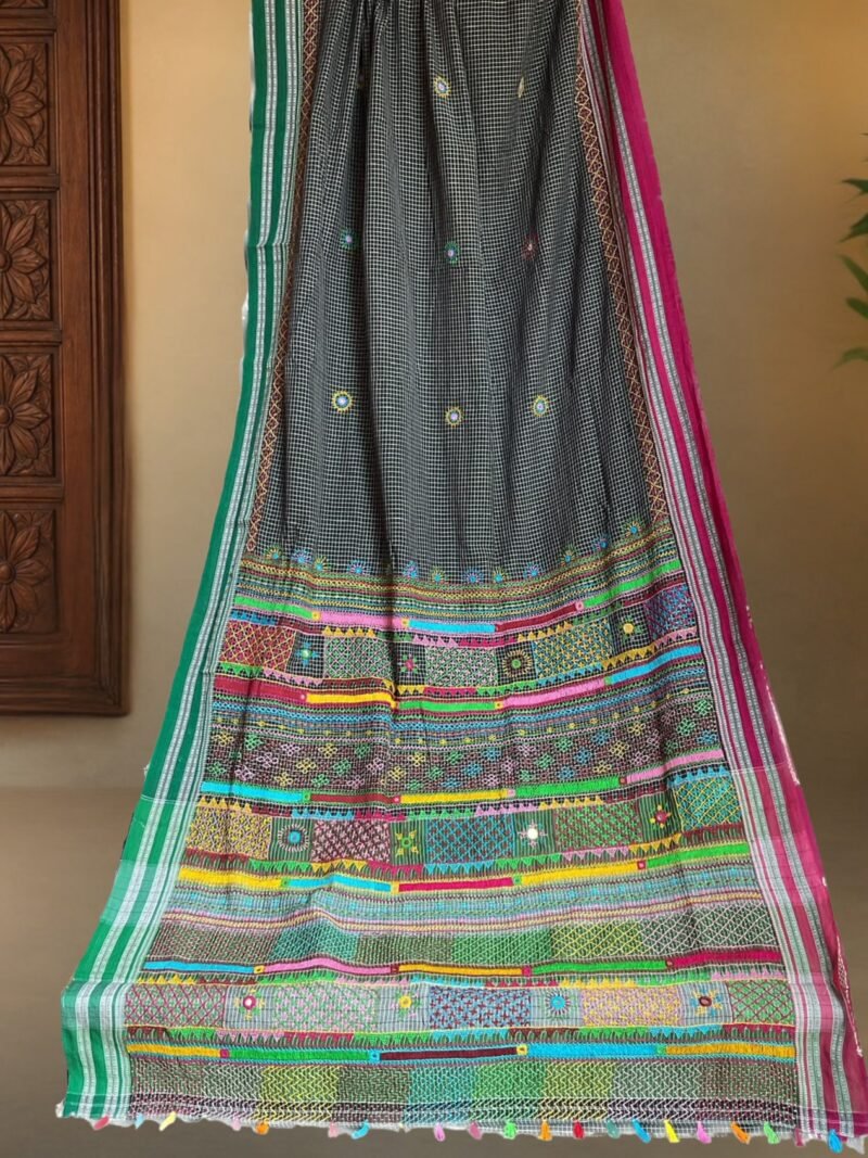 Black Kasuti Handloom Cotton Saree