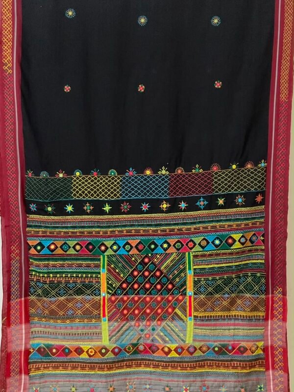black saree handloom