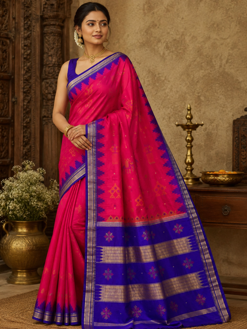 Pink Kasuti Silk Saree