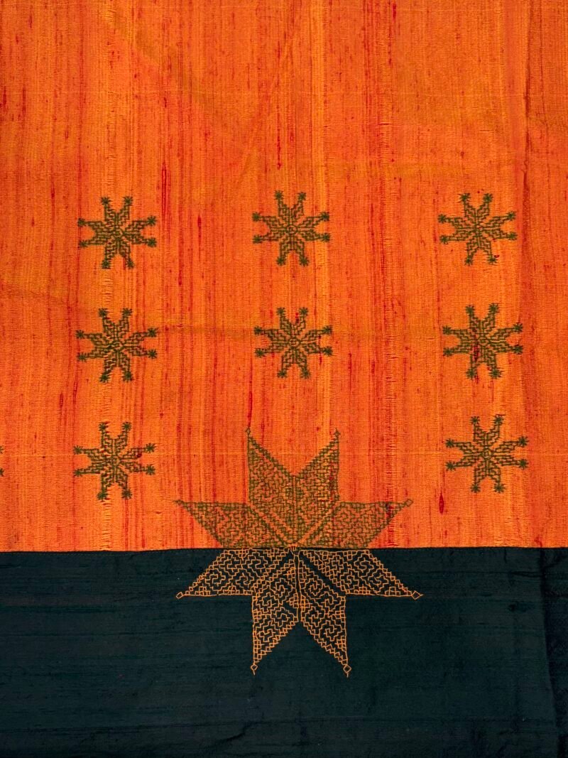Orange Silk Kasuti Blouse piece