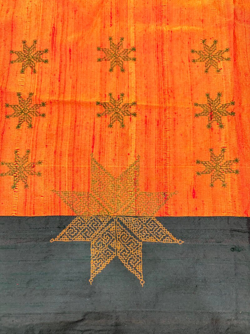 Orange Silk Kasuti Blouse piece