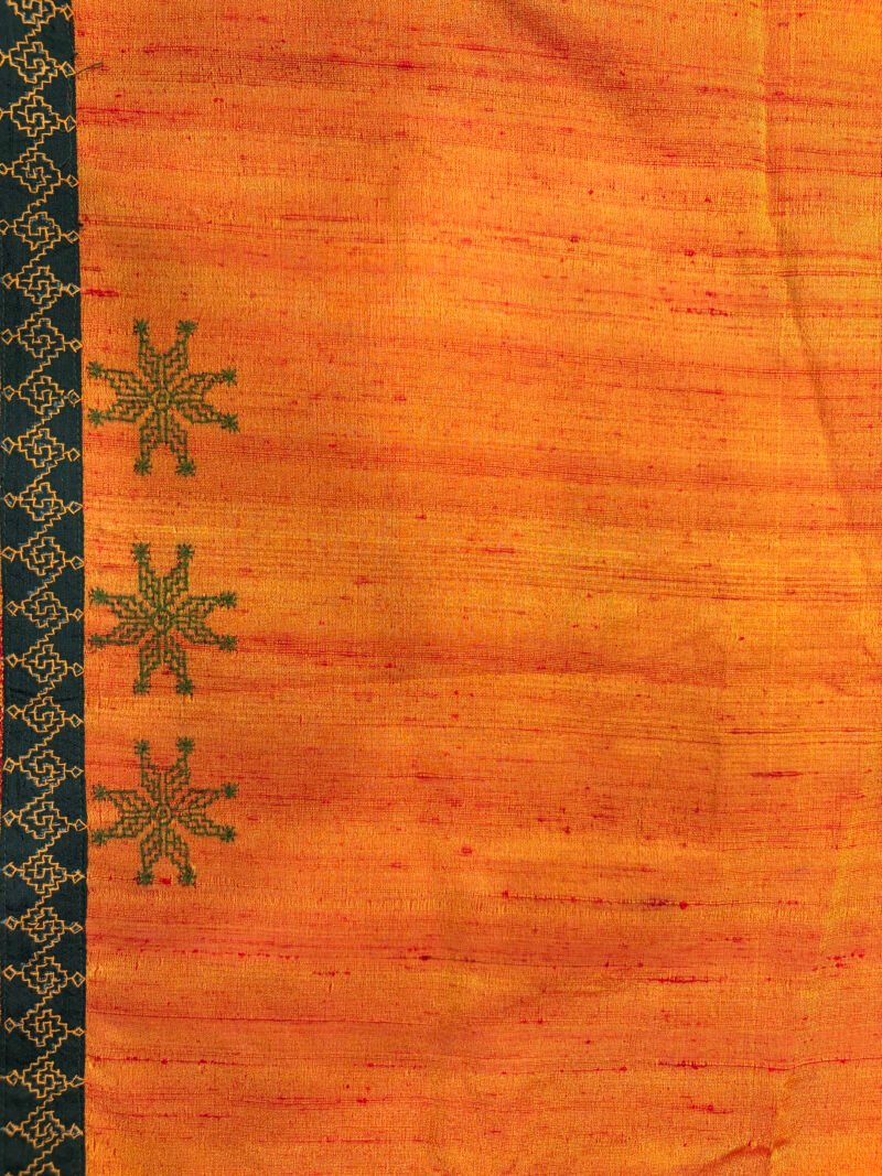 Orange Silk Kasuti Blouse piece