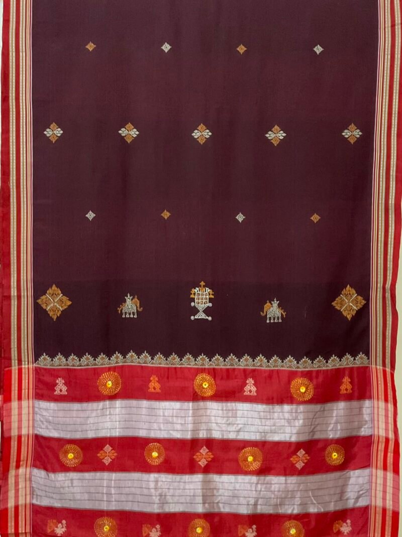 Maroon Kasuti Cotton Saree