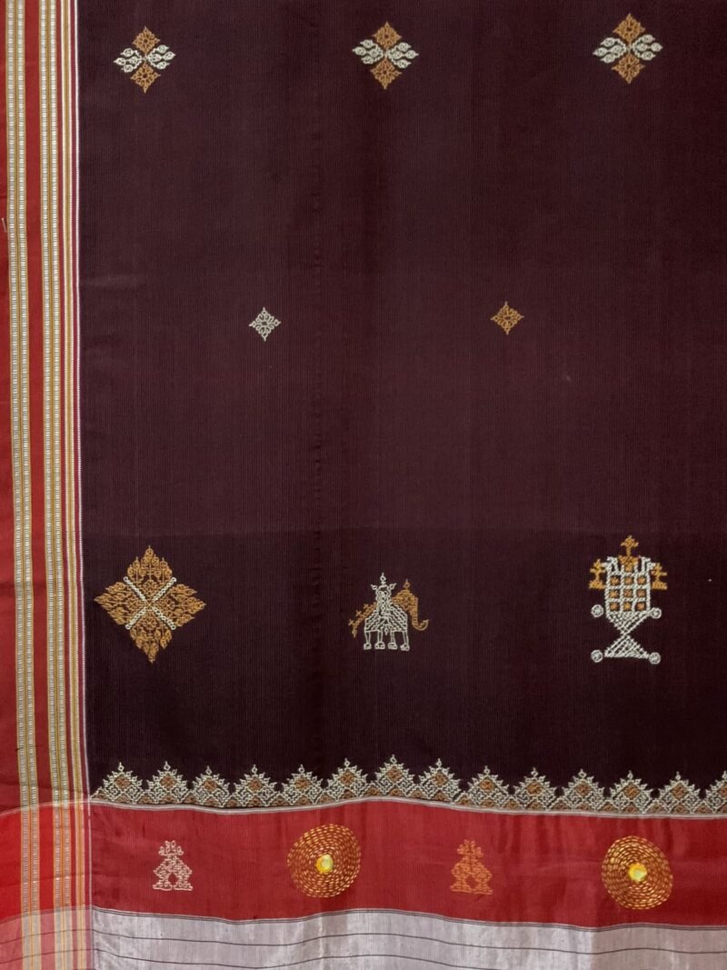 Maroon Kasuti Cotton Saree