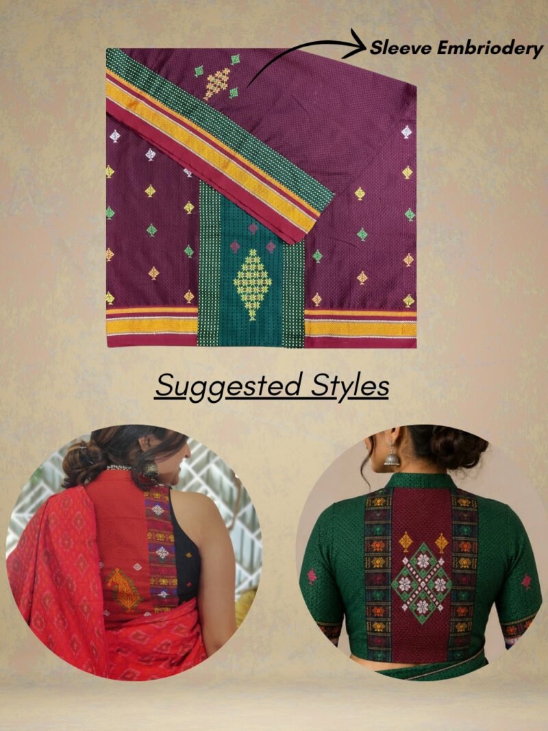 Maroon Negi Kasuti Khunn Blouse