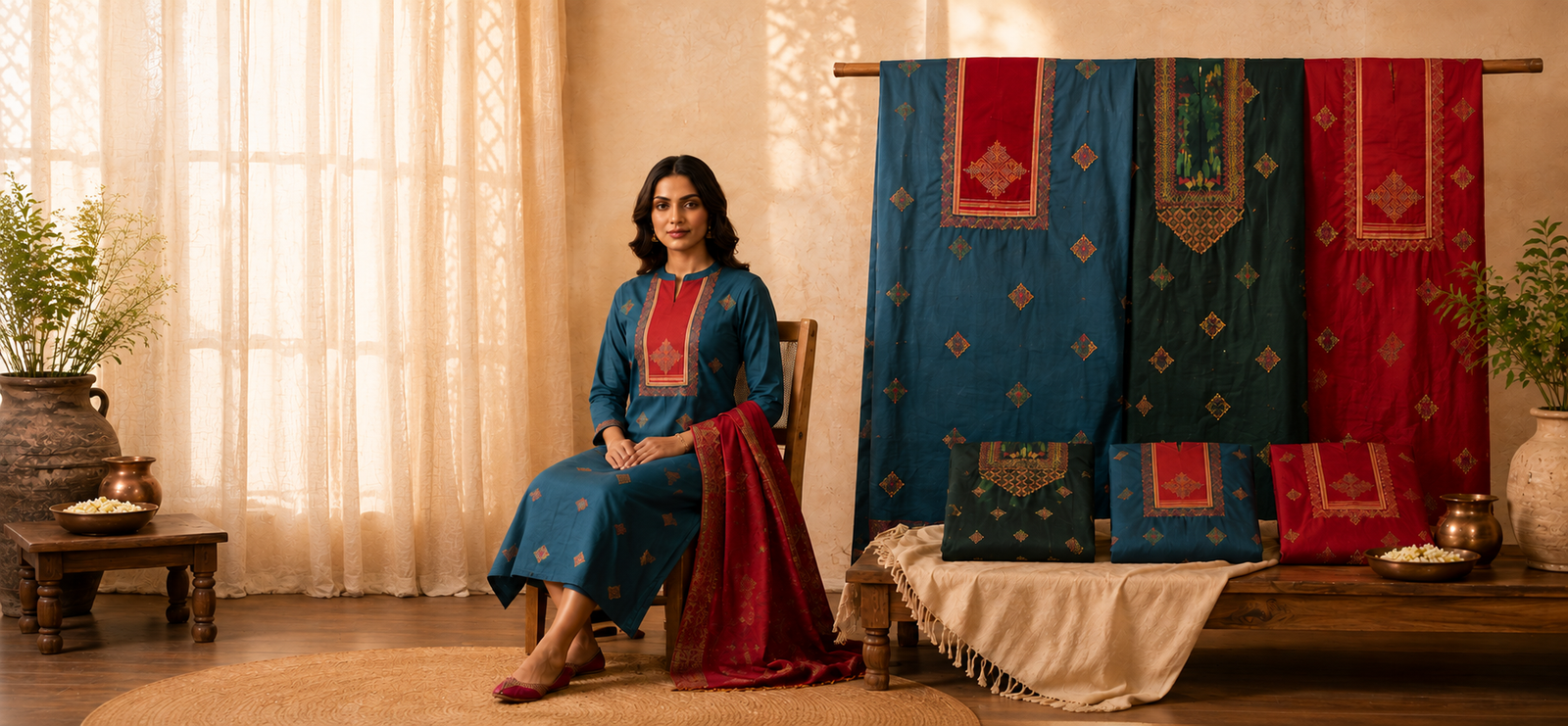 Women wearing traditional Kasuti sarees with handcrafted embroidery