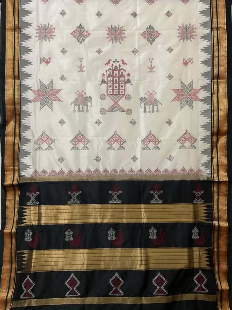 White Kasuti Silk Saree
