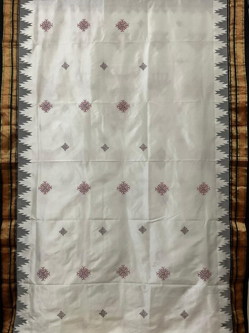White Kasuti Silk Saree